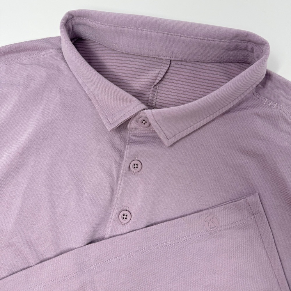Lululemon Evolution Mens Short Sleeve Polo Shirt Lavender Performance Medium